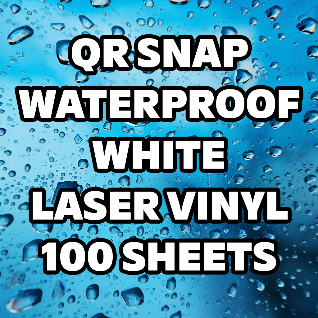 QR Snap Waterproof White Laser Vinyl 100 sheets for QR Code application